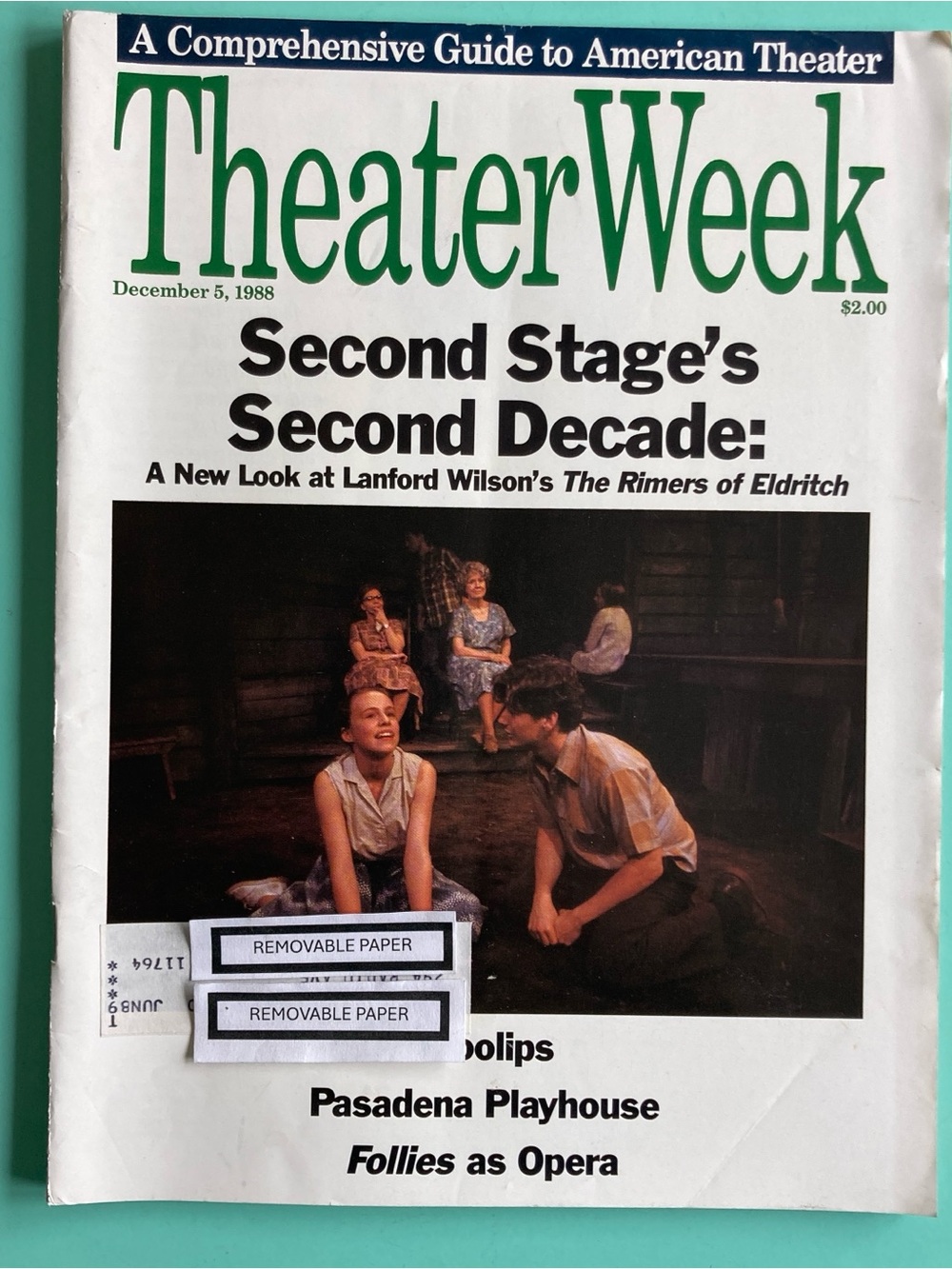 Second Stage 2nd Decade Theater Week Magazine December 5 1988 Address Attached